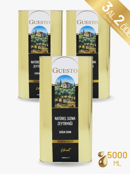 GUESTO Premium Natural Sızma Soğuk Sıkım Zeytinyağı 5X3 L
